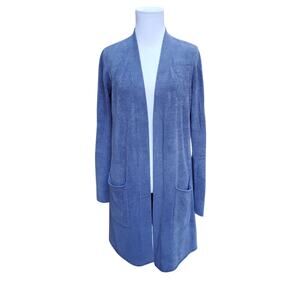 Barefoot Dreams Santa Monica Cozychic Ultra Lite Open Cardigan Blue Gray XS